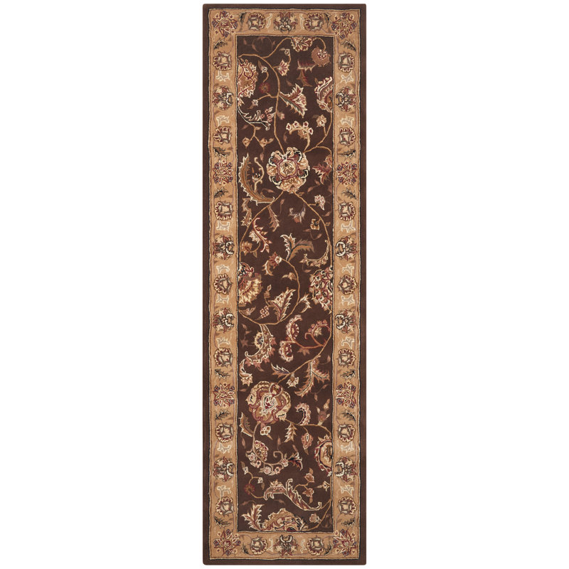 Gilta Rectangle Oriental Handmade Wool Area Rug in Black/Brown, Rectangle 3'9" x 5'9"