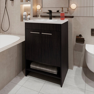 Meuble-lavabo 2 portes avec rangement ouvert
