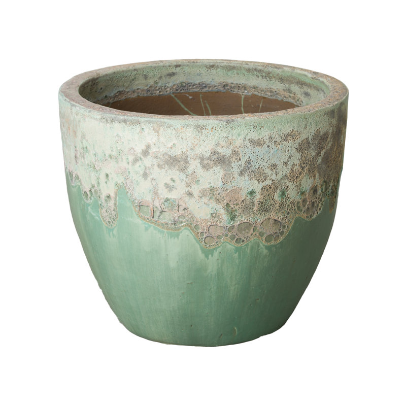 Handmade Ceramic Pot Planter, Spa Blue, 24" H x 28" W x 28" D
