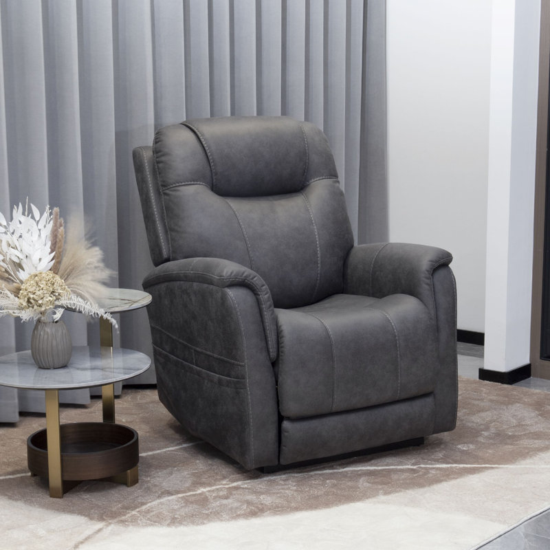 Luvell Upholstered Recliner, Gray Polyester