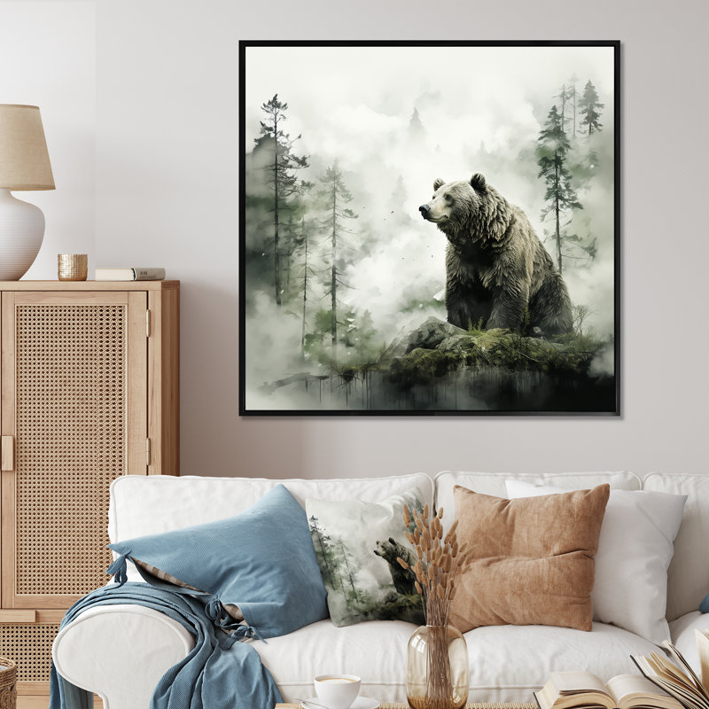 «Wandering grizzly ours wilderness II», art mural encadré, Cadre flottant noir, H 36 po x l 36 po x P 1,5 po