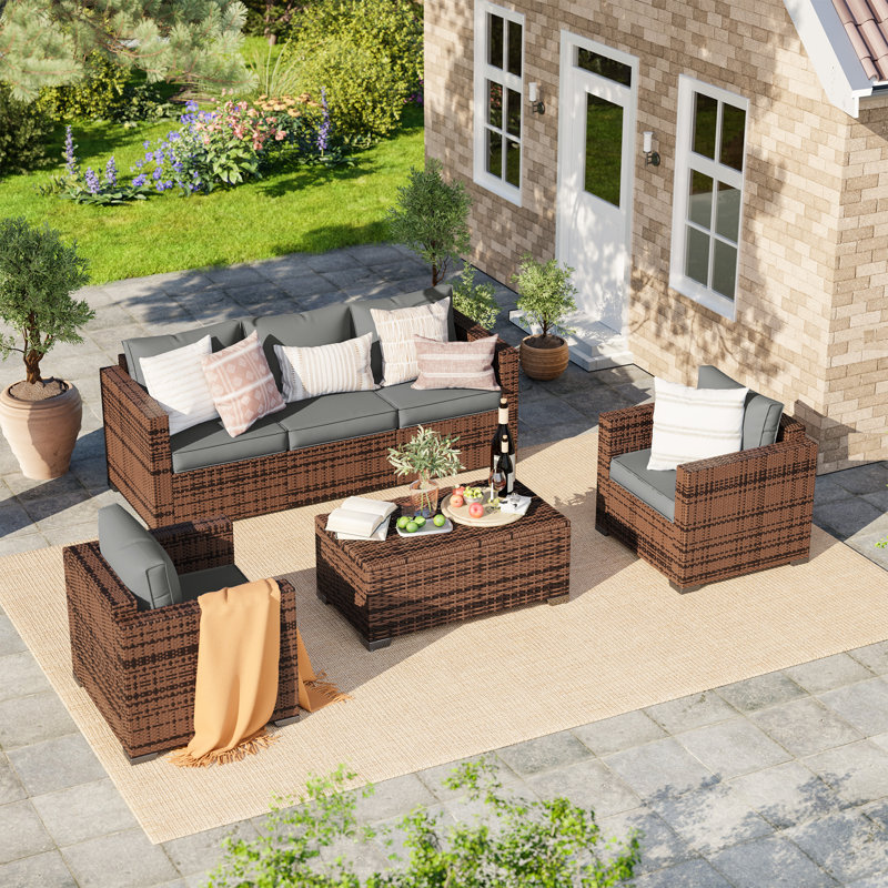 5-Person Seating Group With Storage, Gray