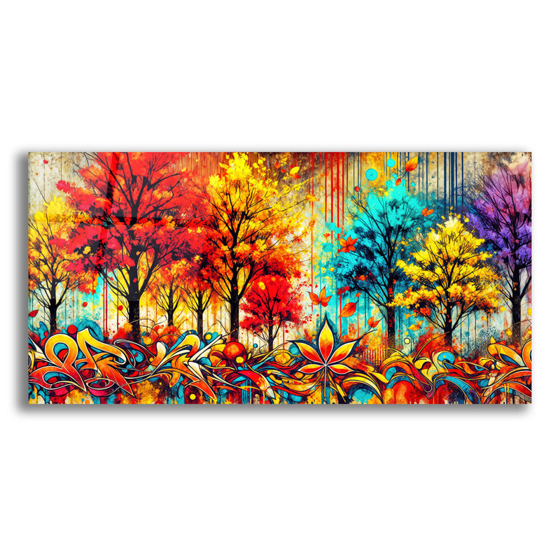 «Fall Foliage Graffiti» par Rey Klimt, art mural en verre acrylique, H 12 po x l 24 po