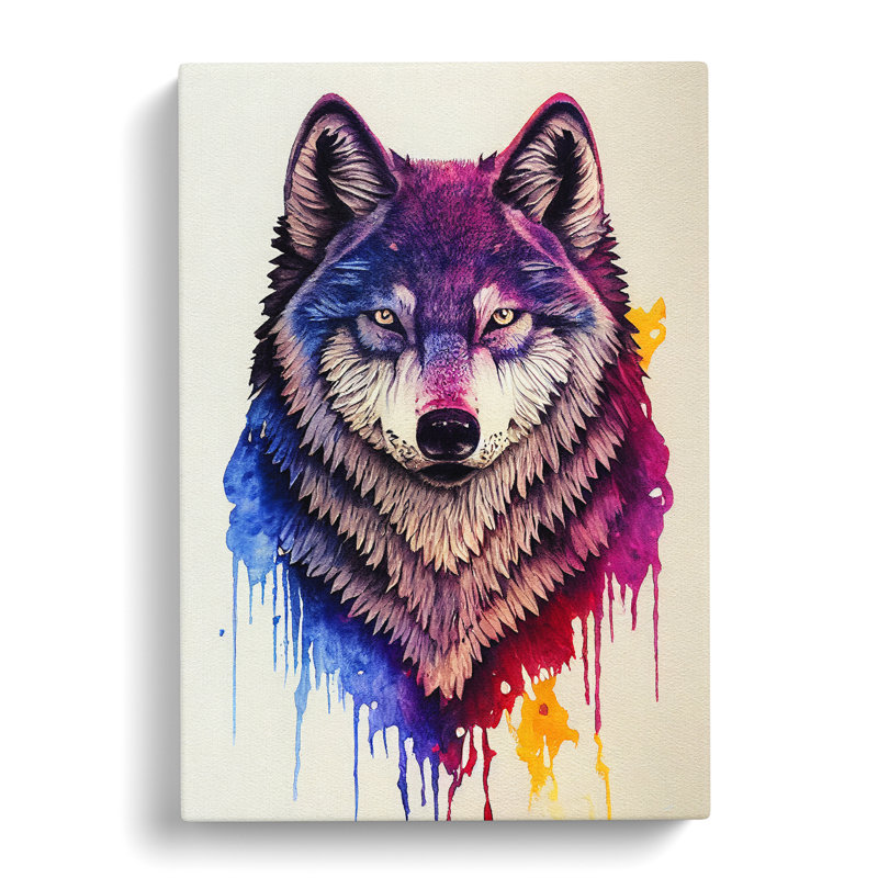 Painted Wolf No.5 - Wall Art, Wrapped Canvas, 76cm H x 50cm W, No Matte