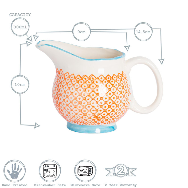 Nicola Spring - Hand-Printed Milk & Sugar - 300ml - Orange