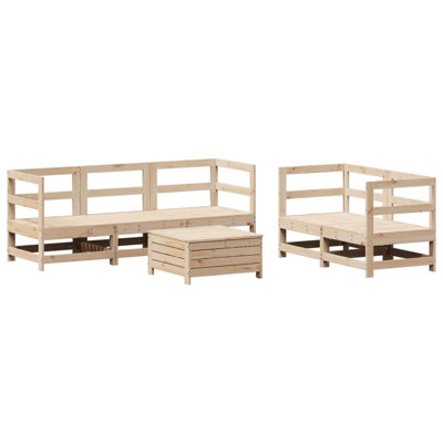  6 Piece Garden Sofa Set Solid Wood Douglas Fir