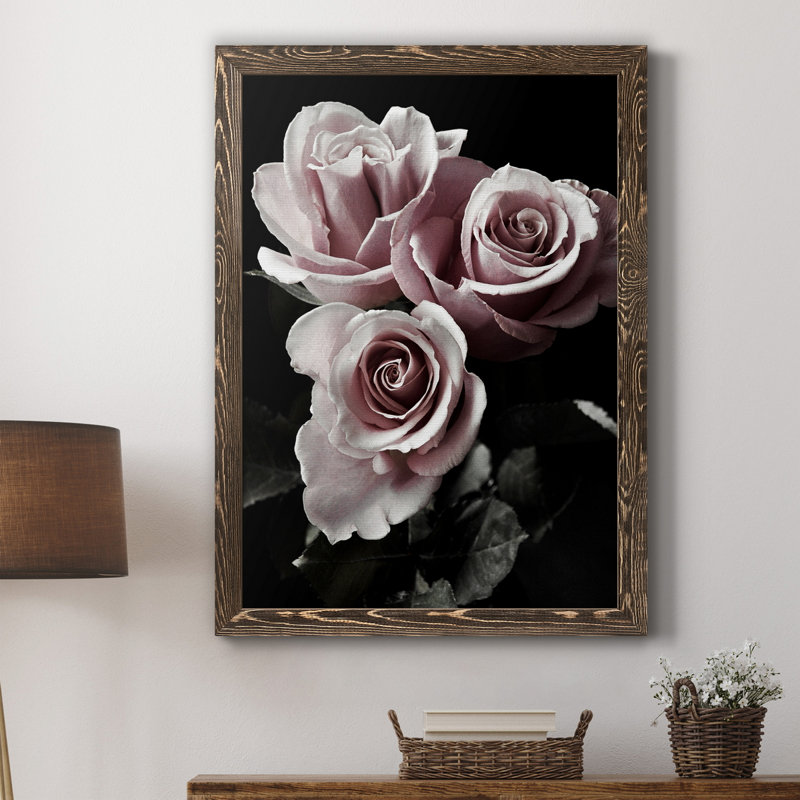 Toile encadrée rose I-Premium - prêt à accrocher, H 24 po x l 18 po x P 1,5 po, Noyer