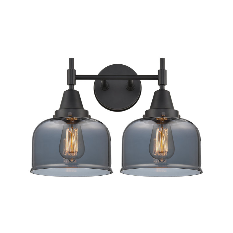 Éclairage pour meuble-lavabo 2 lumières 17 po Caden - H 5,75 po, Plaqué couleur fumée, Noir mat