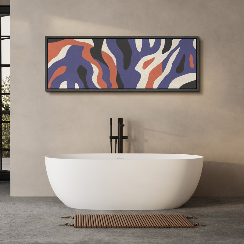Mid Century Shape Abstract Organic Shapes, reproduction d'art sur toile, H 20 po x l 60 po, Noir, noir, noir, noir