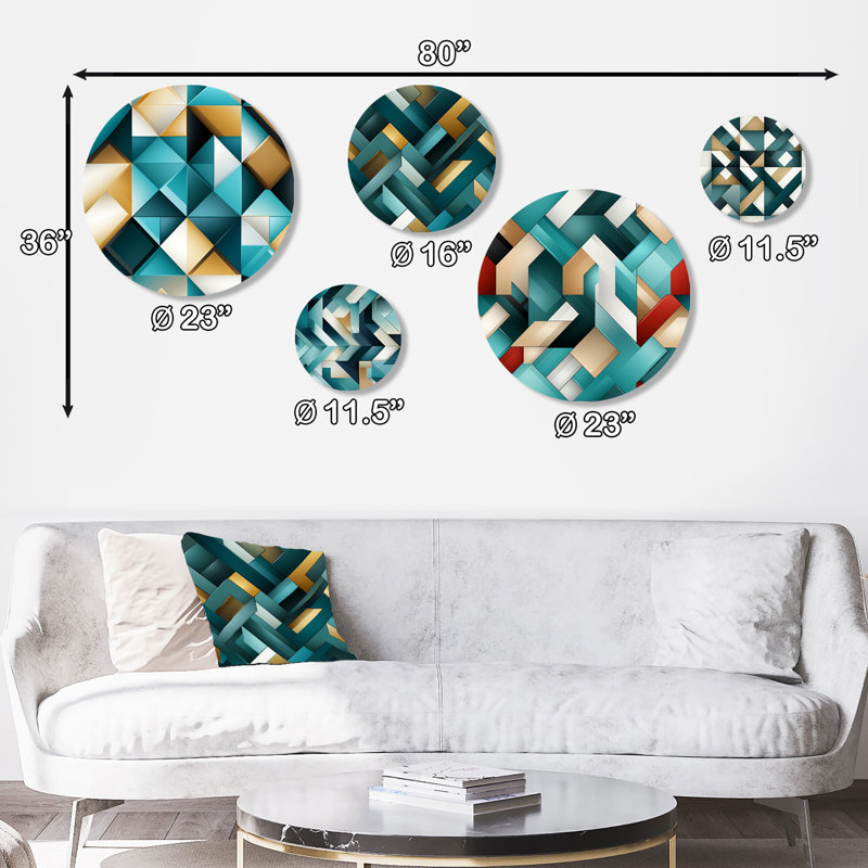 Cobin - Ensemble d'art mural géométrique moderne rond de 5