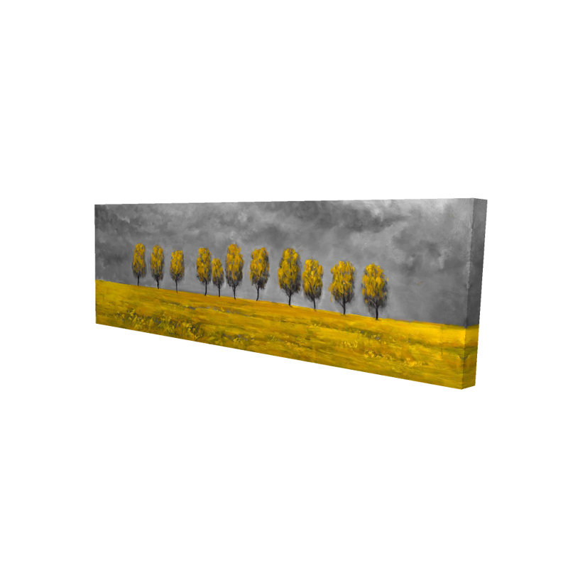 Yellow Trees in a Field Canvas - Modern Bedroom Wall Art Decor