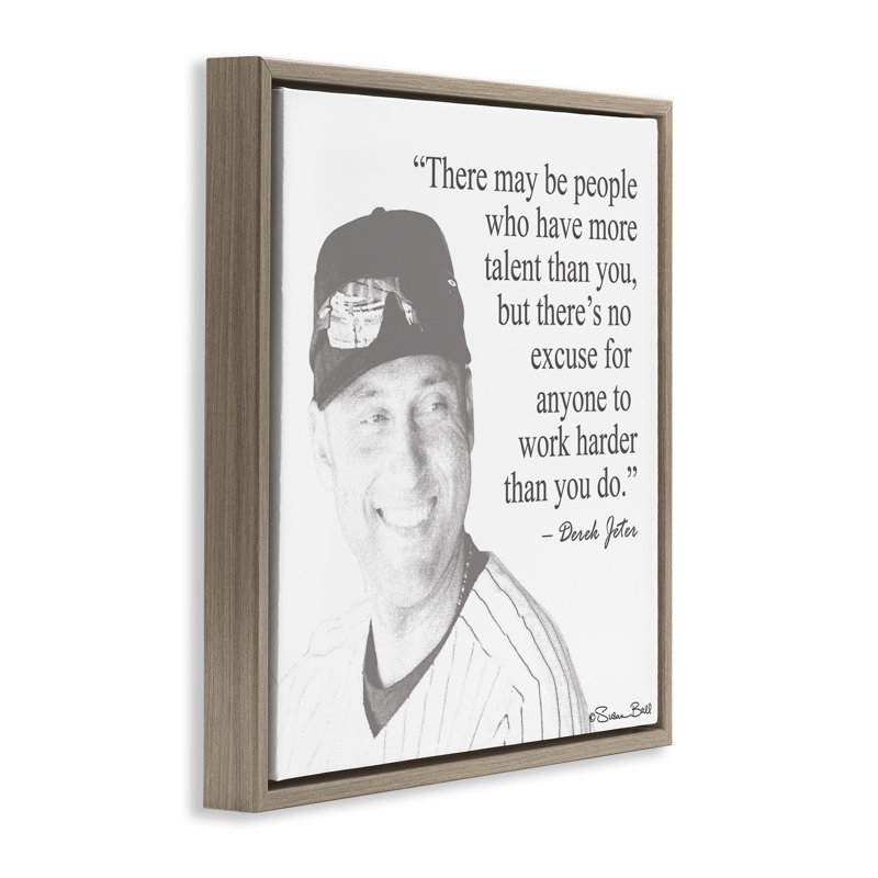 «Work Hard Derek Jeter», citation sur toile flottante encadrée par Penny Lane, H 18 po x l 18 po