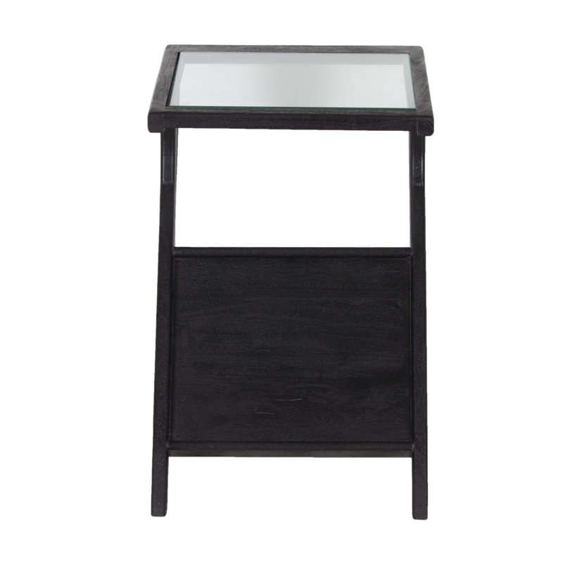 Metivier Solid Mango Wood End Table, Black, 24" H x 16" W x 20" D