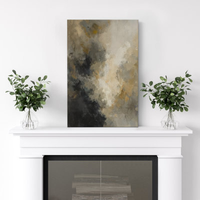 Reproduction abstraite sur toile noire et grise pour décoration de salon