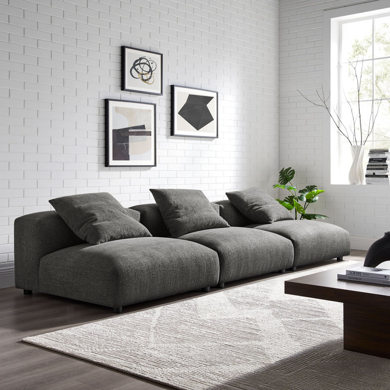 Canapé modulaire en tissu 3 pièces Solace, Gris anthracite