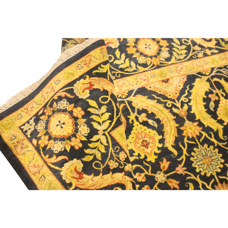 High-Quality Hand-Knotted Black Area Rug