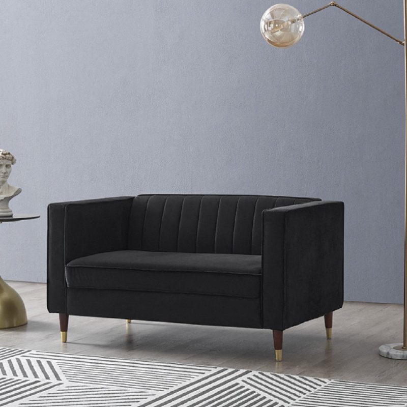 Dougherty 2 Seater Velvet Sofa, Black