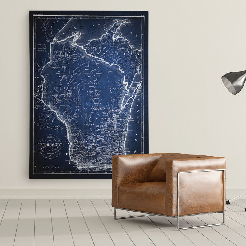 «Wisconsin Sketch Map», reproduction d'impression sur toile tendue, H 16 po x l 20 po x P 1,5 po