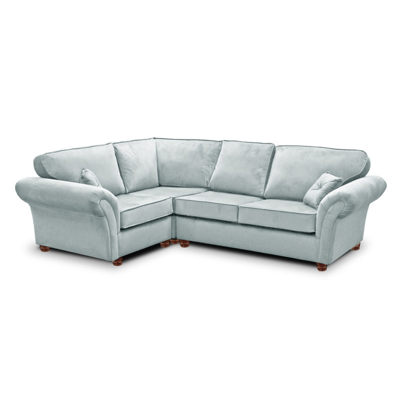 Lila 4 Seater Velvet Corner Sofa , Left Hand Facing, Light Green