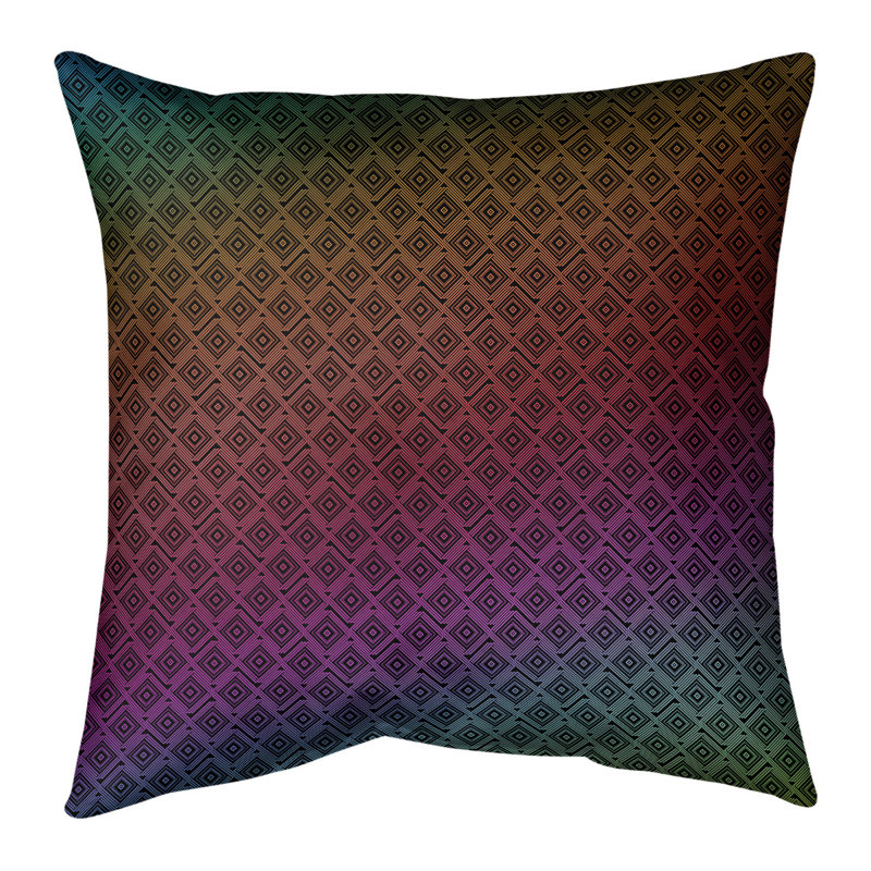 Oreiller en lin Katelyn Elizabeth, 18 po x 18 po, Pas de bourre, Vert / mauve / rouge
