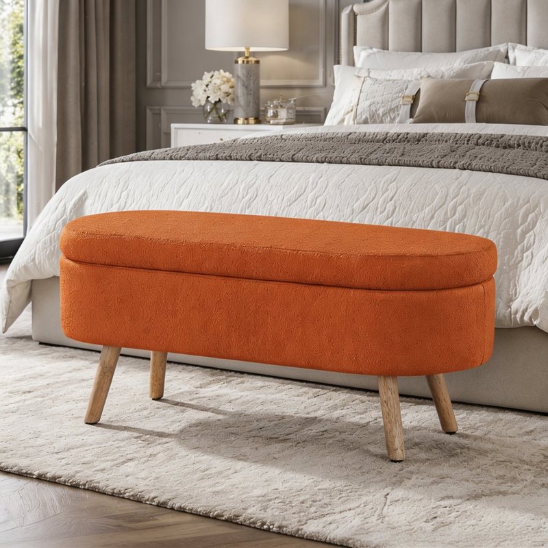 Banc de rangement avec repose-pieds ovale, Orange
