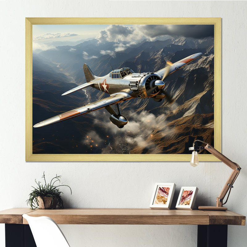 An Action Blur Plane In Flight I sur impression sur toile, H 34 po x l 44 po x P 1,5 po, Cadre photo doré simple