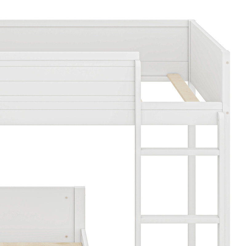 Lit superposé fonctionnel, échelle de rangement intégrée et support à lattes de qualité supérieure, White