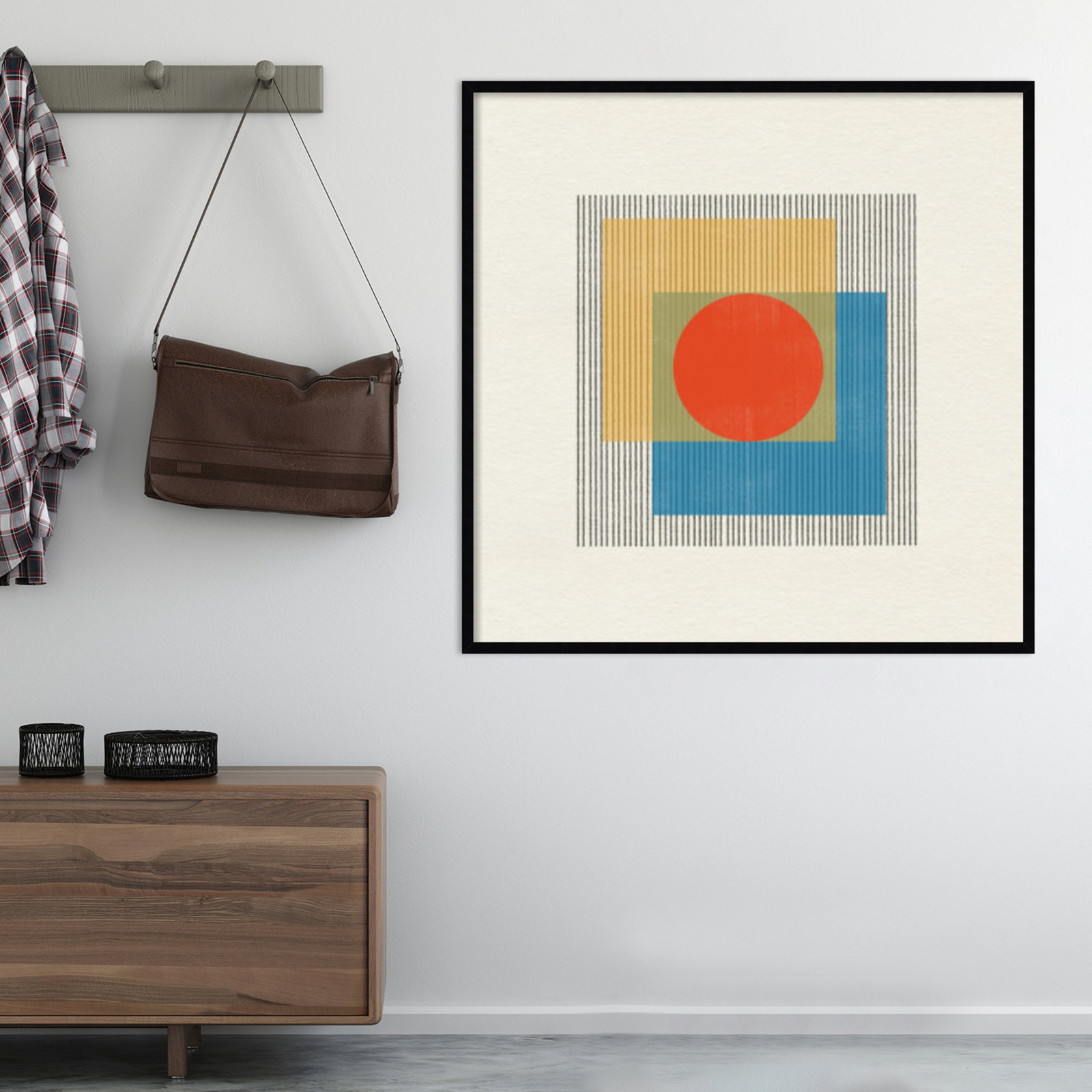 Midcentury Modern Object No 3 Print, 41" H x 41" W x 1" D, Black