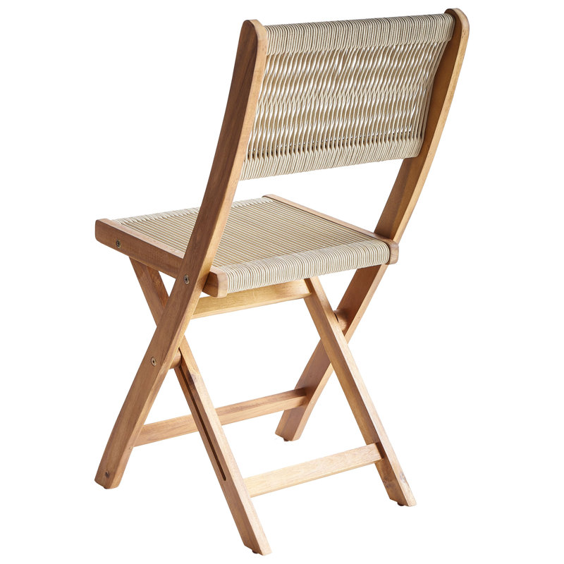 Bolaji Folding Patio Dining Side Chair, Beige