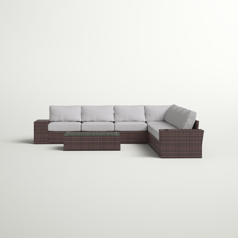 Widener Fully Assembled 6 - Person Seating Group with Cushions |Assembled wicker sofa