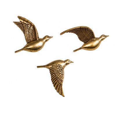 Cole and Grey Aluminum Metal Flying Bird Gold Home Wall Decor Set