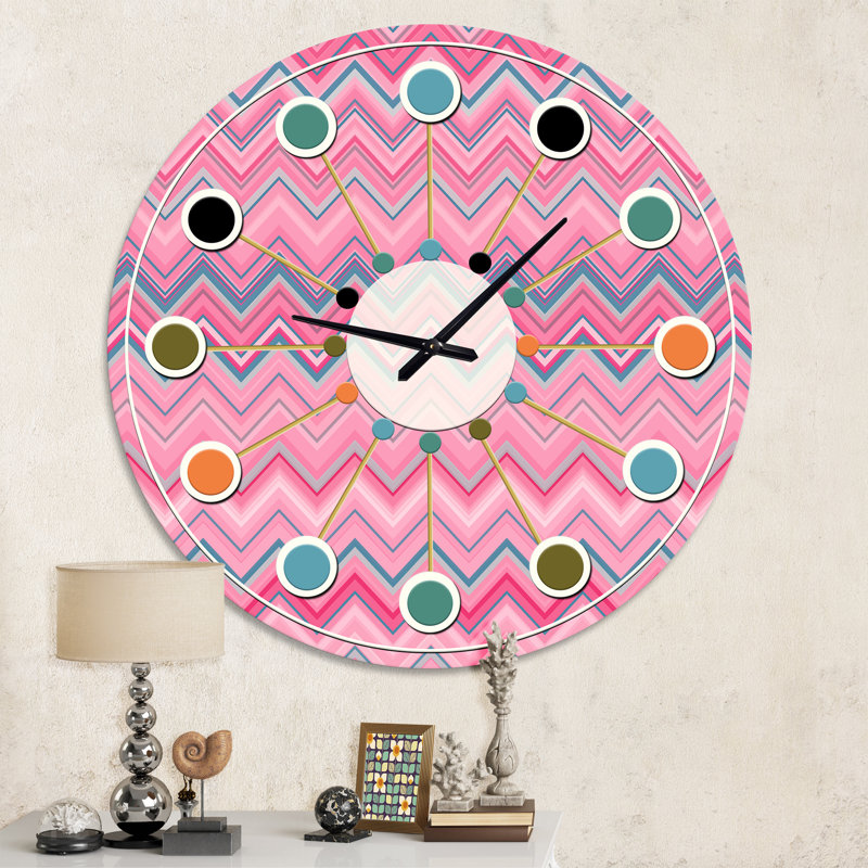 Abstract Retro Geometric III - Mid-Century Modern wall clock, Medium