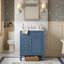 Meuble-lavabo moderne 24 po avec lavabo en céramique, armoire en bois massif avec 2 tiroirs et tablette (noir / blanc / vert / bleu)-1446226033
