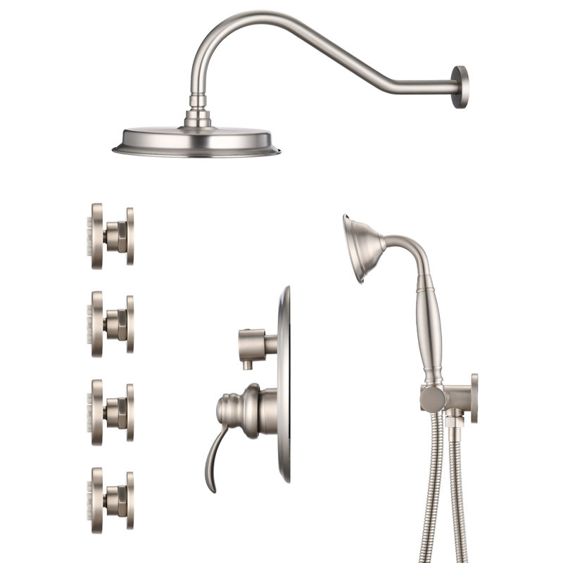 Rain Shower Faucet with Body Jet Handshower