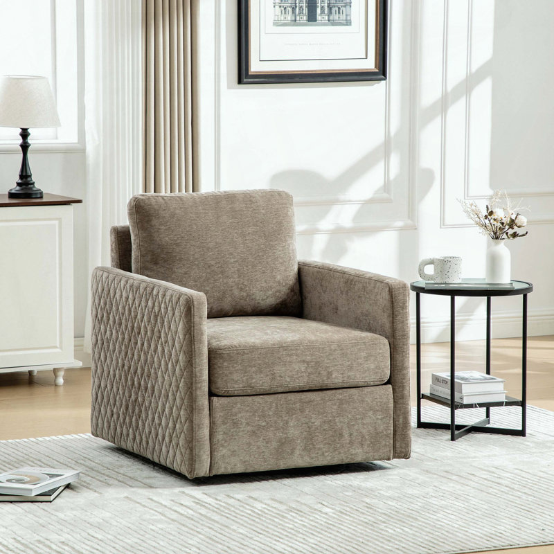 Fauteuil d'appoint carré pivotant - Rangement caché - Chenille - Taupe, Taupe