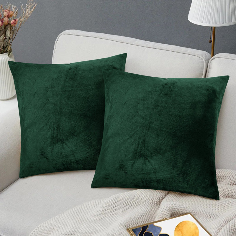 Heavy Crushed Velvet Cushion Cover, Dark Green