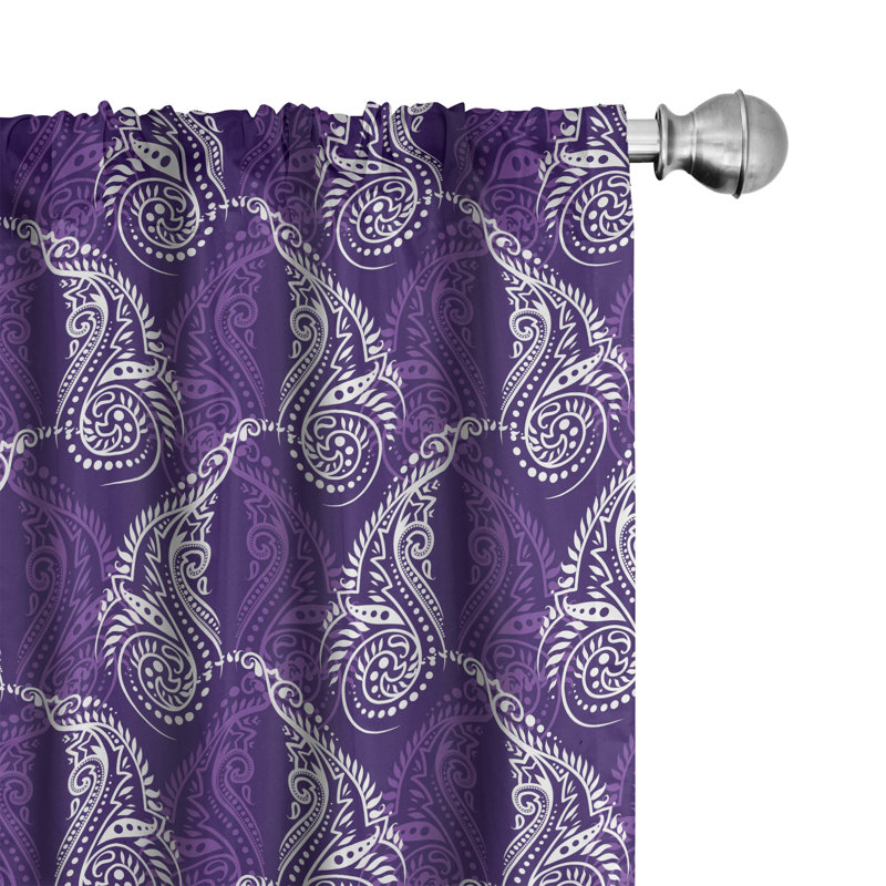 Ethnic Paisley Semi-Sheer Rod Pocket Curtain Panels, 28" x 63"