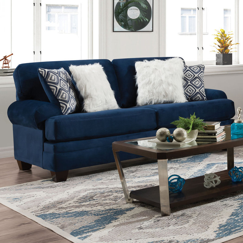 Canapé transitionnel l 92,4 po, bleu marine
