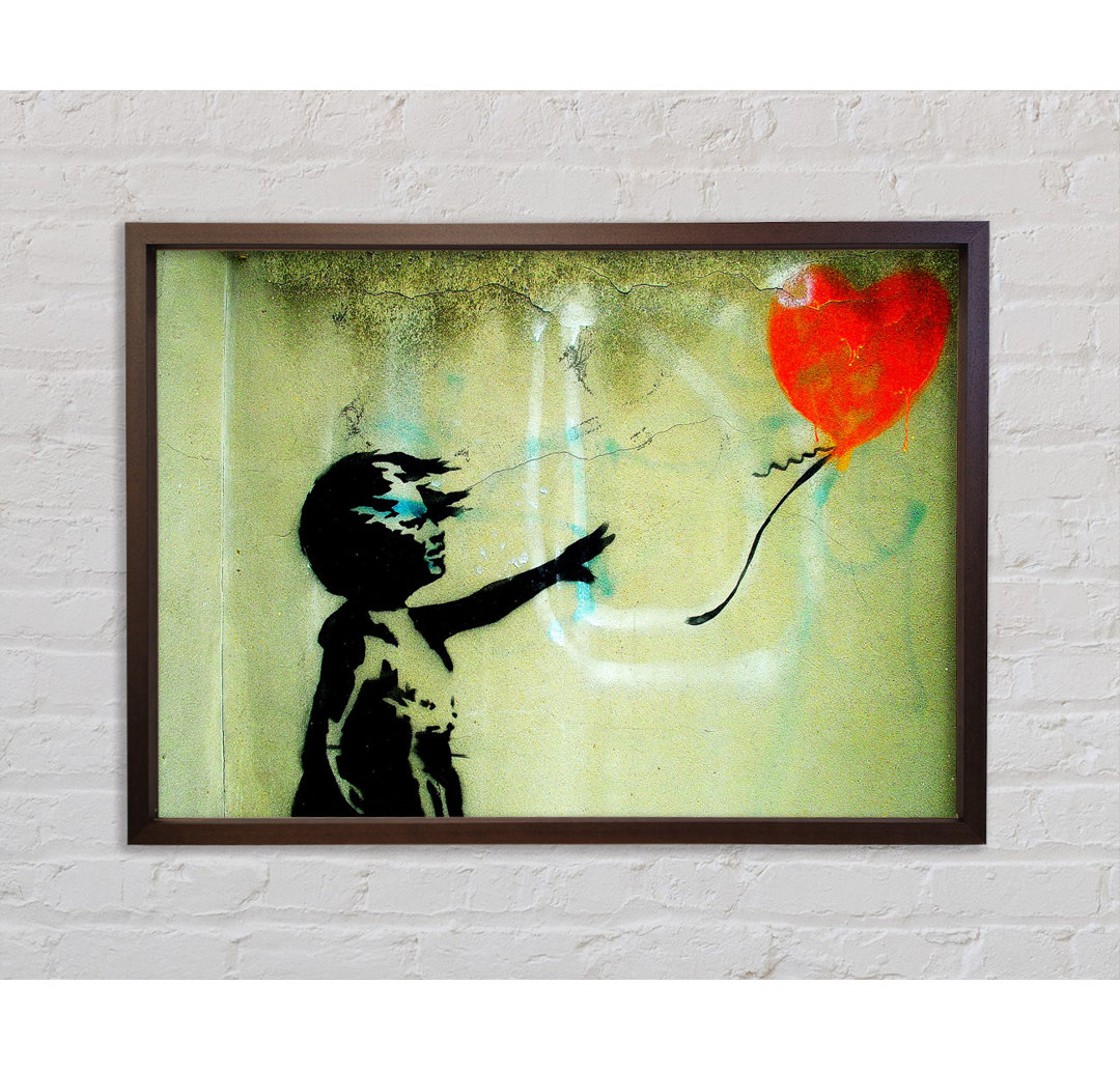 Love Heart Balloon Girl Float - Single Picture Frame Kunstdrucke auf Leinwand