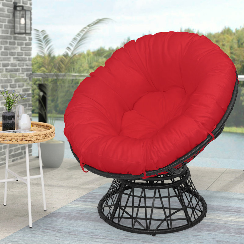 Ahouh Swivel Wicker Outdoor Lounge Chair, Red