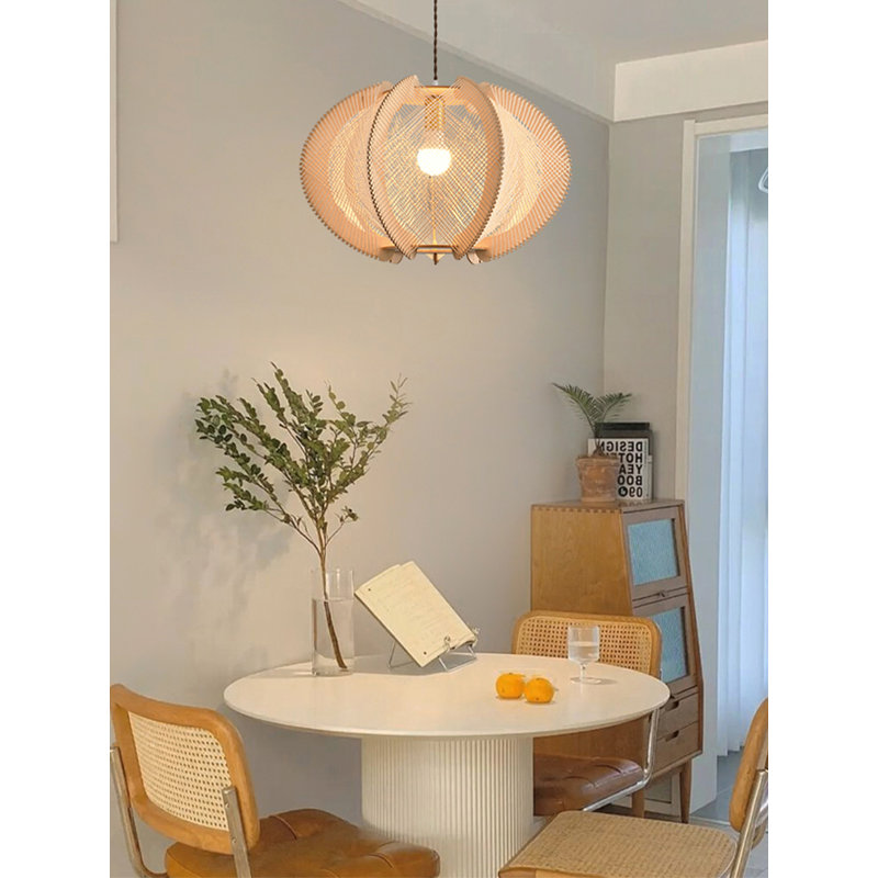 Lustre moderne et simple en forme de citrouille en bois de jute en bois massif, H 11,02 po x l 15,7 po x P 15,7 po
