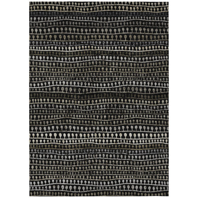 Tapis extérieur lavable rayé gris anthracite et gris taupe 10 pi x 14 pi