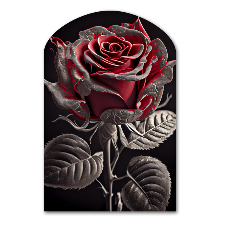 «Blossoming Rose I», art mural en forme d'arche florale, H 34 po x l 25 po