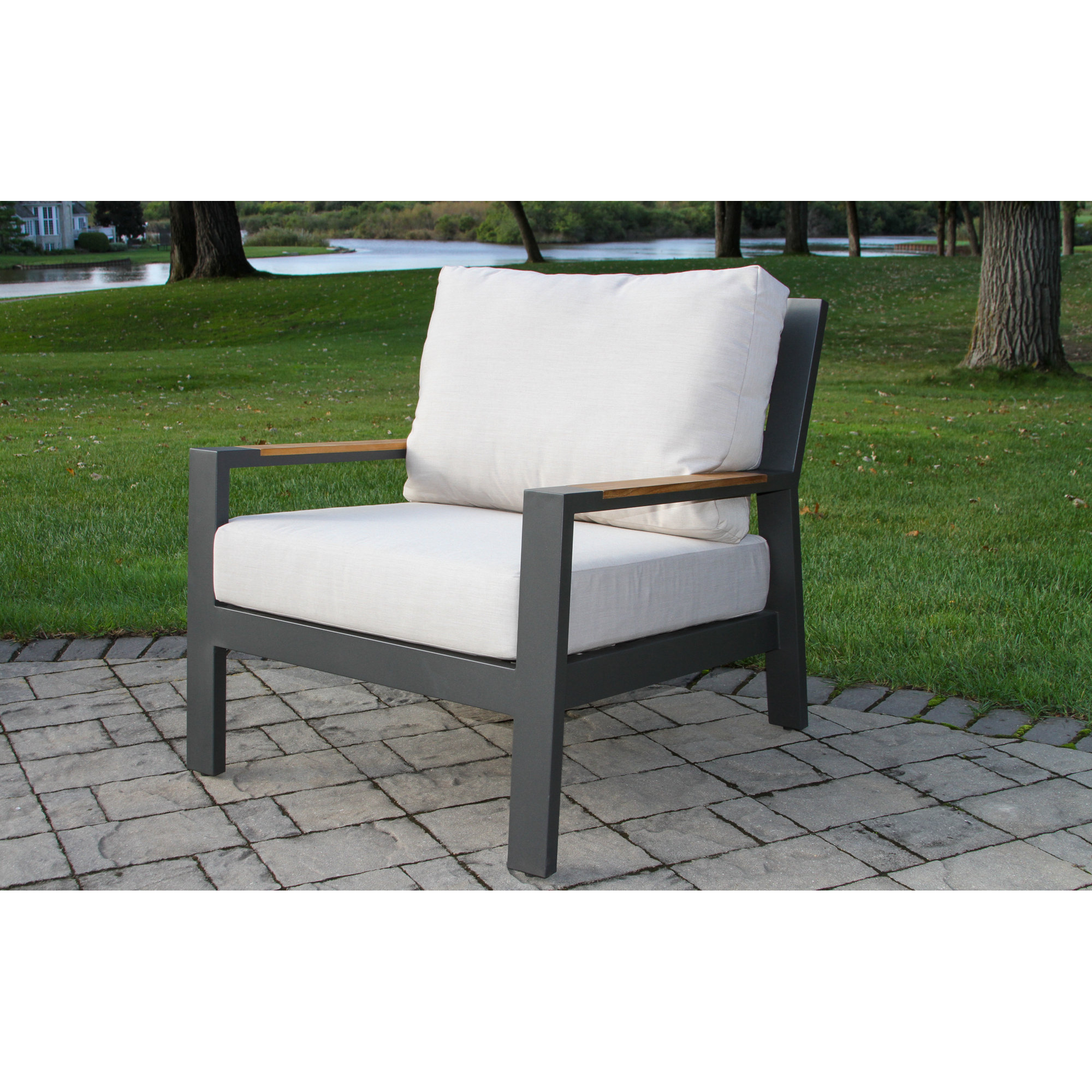 Black Aluminum Armchairs with Sunbrella