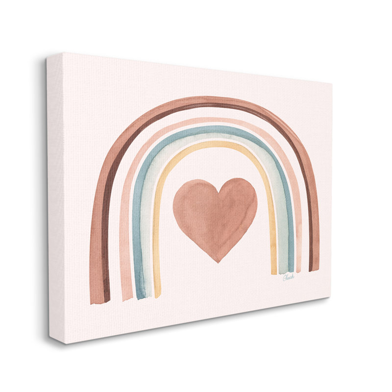 «Earth Earth Toned Rainbow Arch Heart» par Cherish Flieder - impression, H 30 po x l 40 po x P 1,5 po, Toile tendue