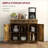 Sideboard with Solid Wood Top | Modern Rustic Brown Storage Cabinet, 3 Drawers, 2 Doors, Adjustable Shelf | Solid Wood | Engineered Wood