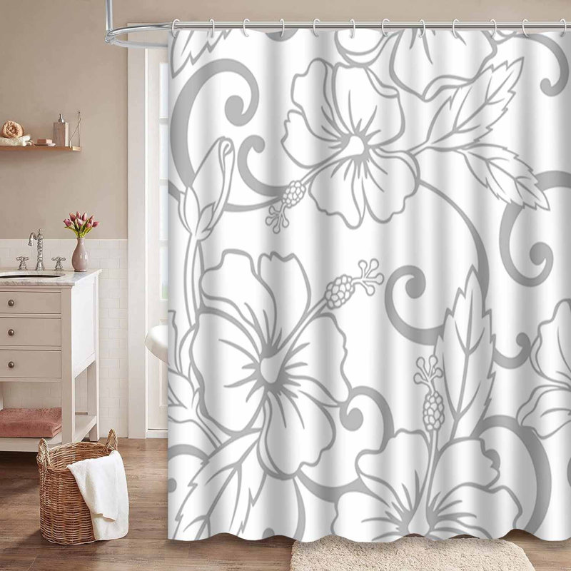 Rideau de douche AlohaSilver Tropical Hibiscus, L 72 po x l 72 po