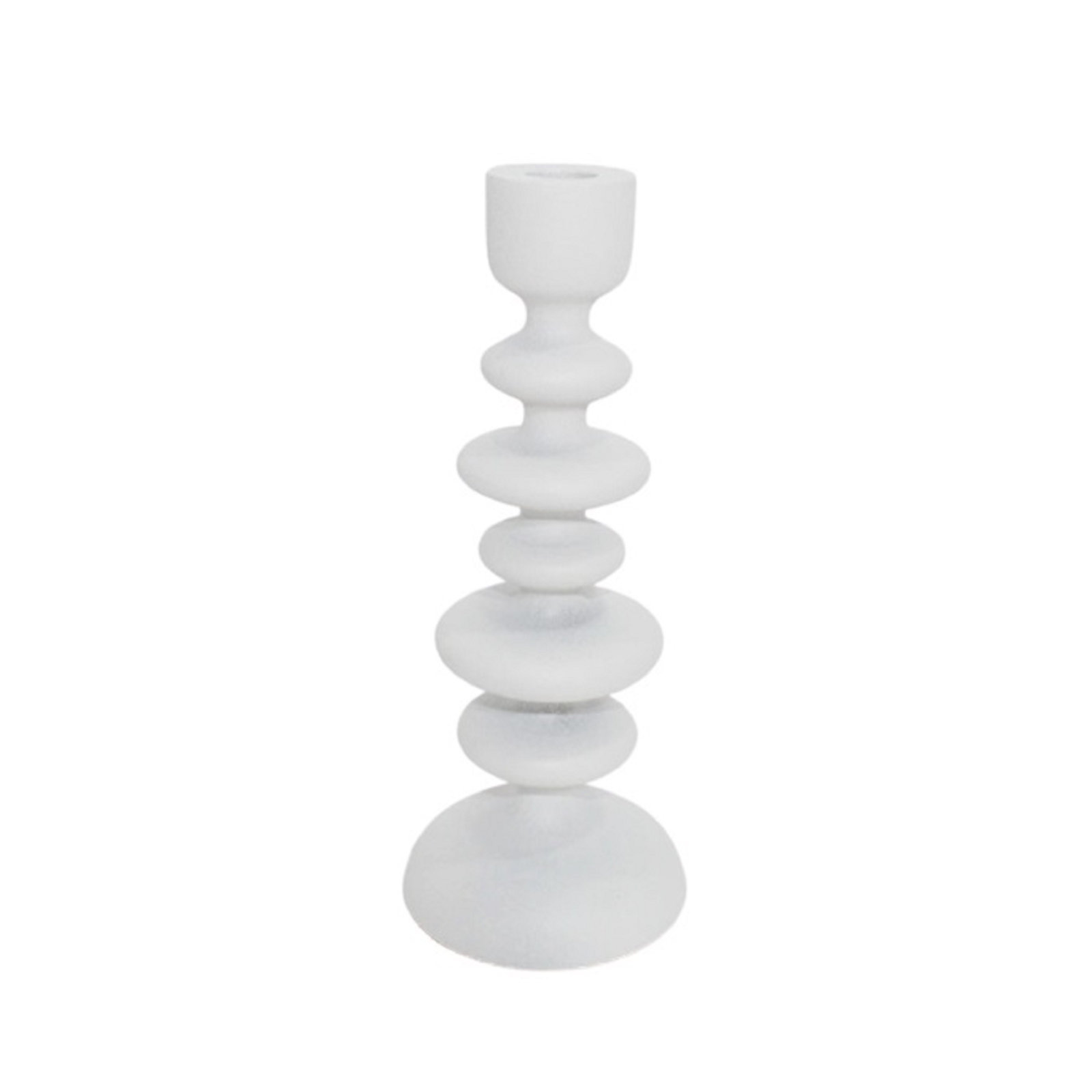 Giedre Aluminium Candle Holder, White, 10.25" H x 4" W x 4" D
