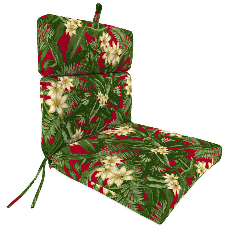 22" x 44" Outdoor Chair Cushion with Ties and Loop, Acadia Bordeaux
