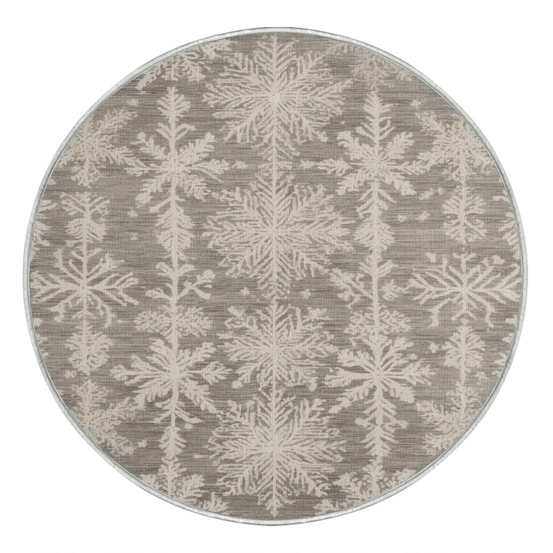 Machine Washable Nature Beige Area Rug, Round 3'